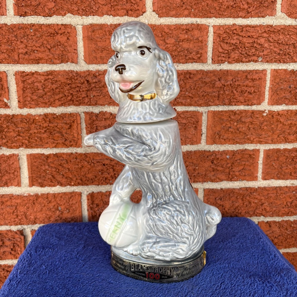 Vintage Jim Beam Beam's Trophy Poodle Bourbon Decanter Empty With Stopper